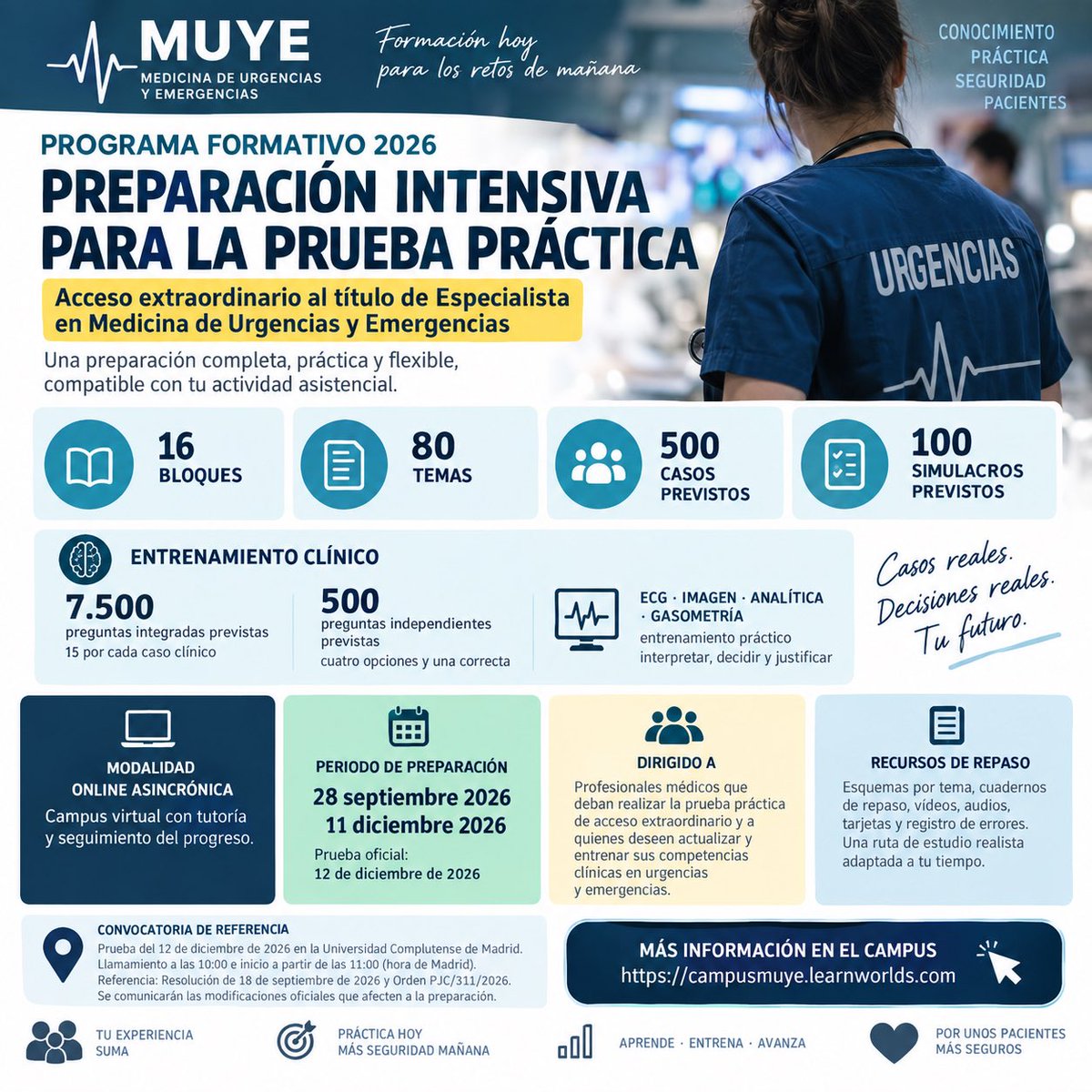 Albertoamh922's tweet photo. 🚨 Inscripciones abiertas

🖥️ Aula virtual operativa desde el 29/09/2026
📆 Acceso hasta el 31/12/2026
📌 Inscripción disponible mientras haya plazas

🔗 https://t.co/sgAKOS3yQs

Tu experiencia clínica ya la tienes.
Ahora toca entrenarla para el examen.

#ExamenMUYE #MUYE https://t.co/ftGSZNBrXy