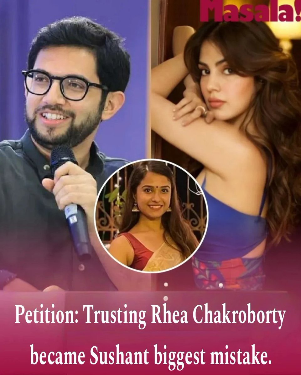 Yasmin2186's tweet photo. "SSR trusting Rhea with Disha's revelation became his biggest mistake, completely unaware of her alleged connection with AU & other accused individuals. He believed Rhea would help him, but she passed on the info 👉🐧. In the furtherance of the conspiracy, Aditya Thackeray is alleged to have instructed Rhea to leave on 8th June." — Petition 

#JusticeForDishaSalian 
#JusticeForSushantSinghRajput 
#ArrestRheaChakraborty