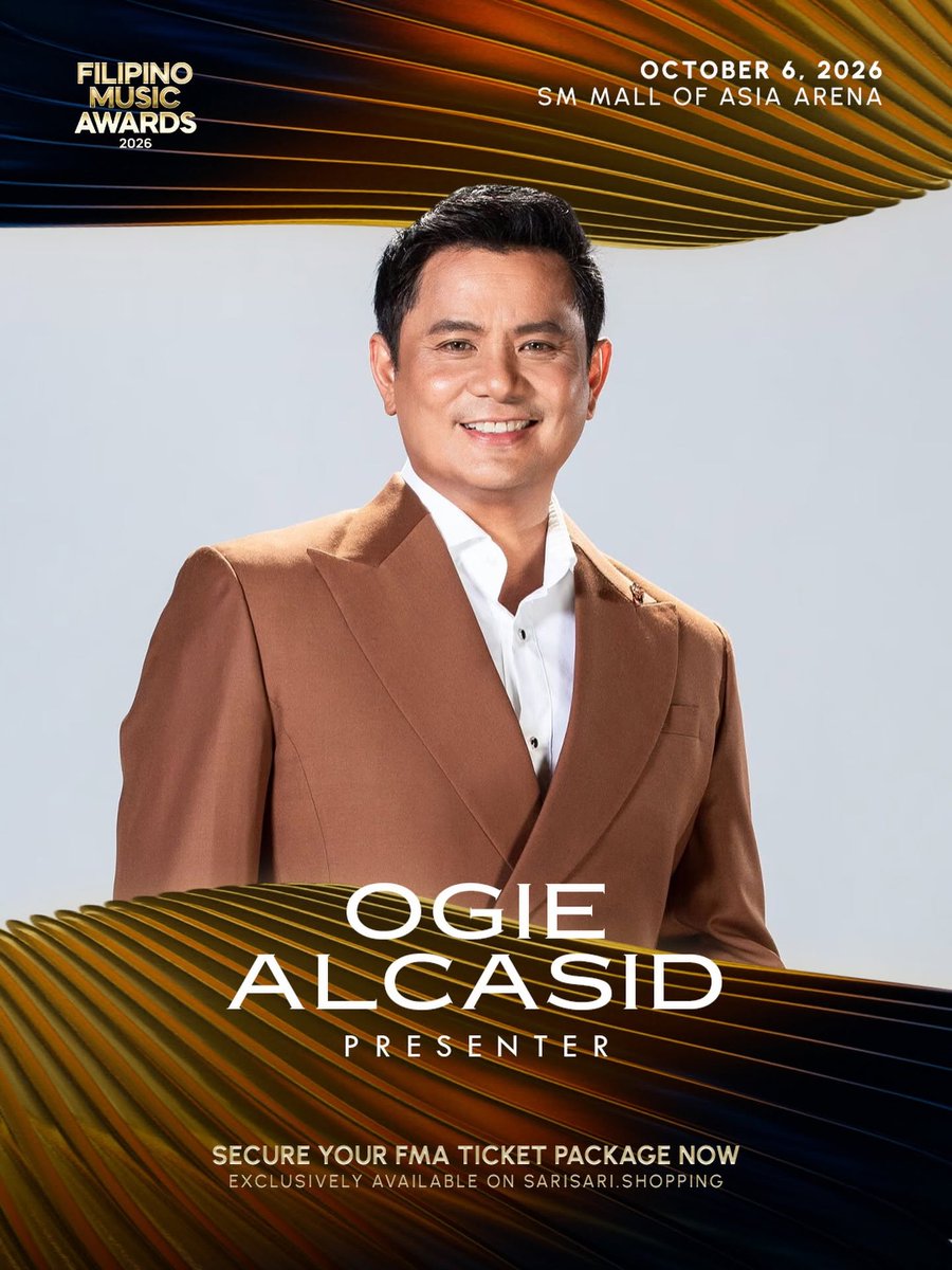 dday_ph's tweet photo. More presenters for the FMAs!
FILIPINO MUSIC AWARDS 2026
ποΈ October 6, 2026
π SM Mall of Asia Arena
ποΈ https://t.co/7jIfGW2Kw1
Explore the full list of Nominees/Performers/Presenters at https://t.co/b4OHiOuftj
Presented by AGC Power Holdings Corp.
#FilipinoMusicAwards #FMAs https://t.co/XHa0Cc1yVi