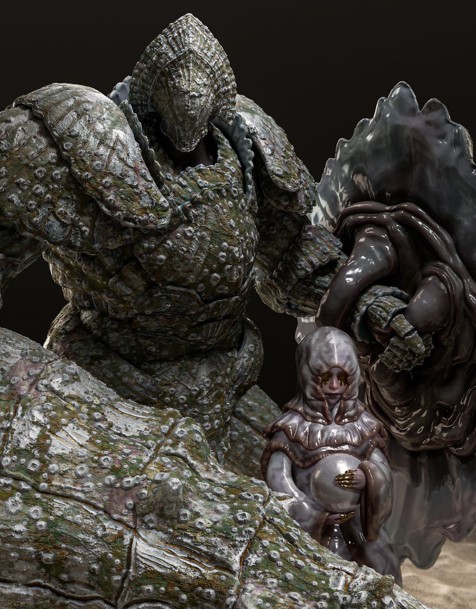 mizu8951's tweet photo. 新作完成！
「貝の巫女と貝の守護者」
#3DCG #zbrush https://t.co/XGtFsi9csJ