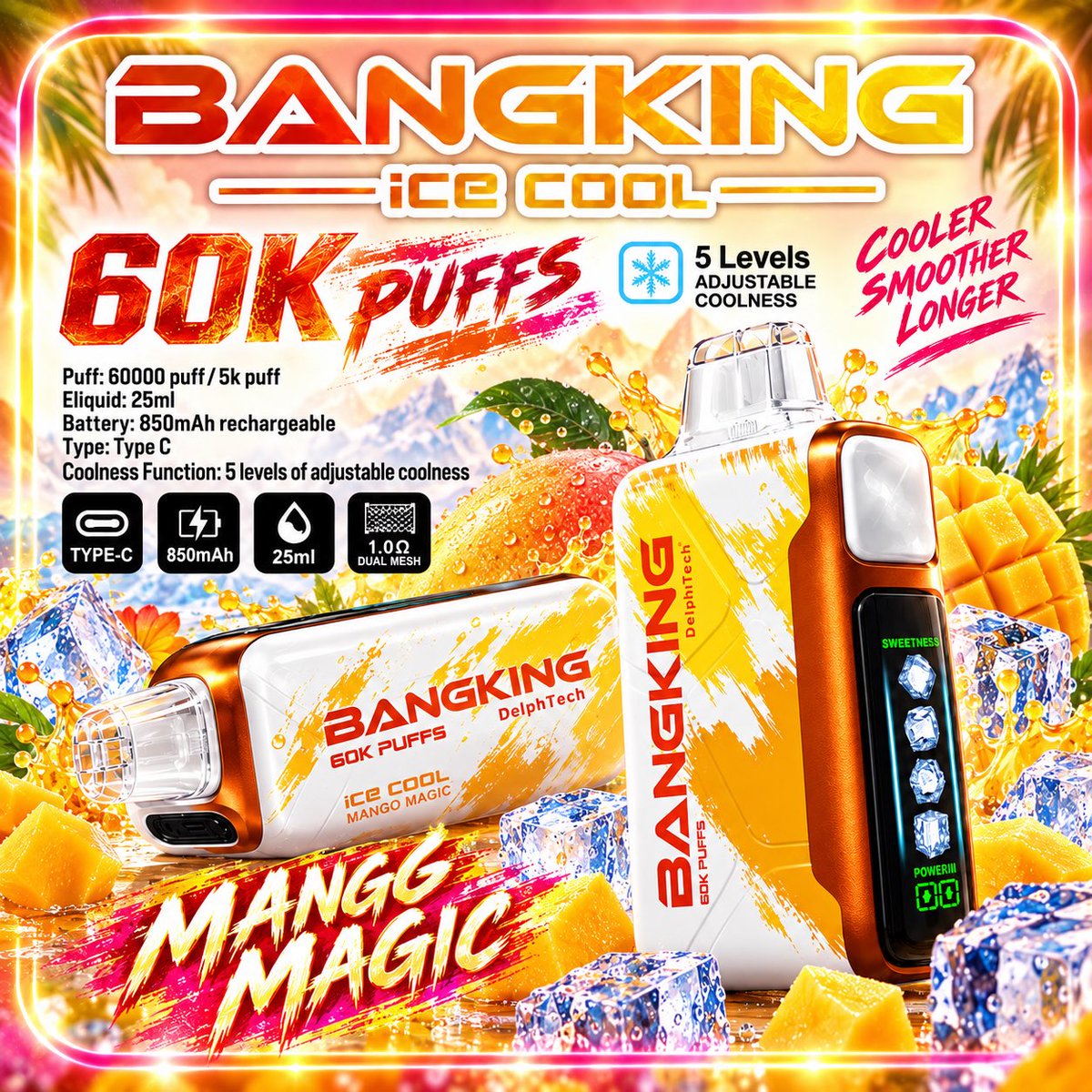 acevape_jp's tweet photo. ⭐️🎁第9弾プレゼント企画🎁⭐️
BANGKING ICE 60K マンゴー🥭
\ #ニコパフ を3⃣名に無料プレゼント🎁/
🌎参加条件：follow👤＆RT♻️＆コメント💬
💡応募期間：9/26〜9/30 

【高コスパ】
1個3,980円で販売中🔥✨
二点以上で送料無料❤️‍🔥

🔻ショップはこちらから
https://t.co/kSASbGdaSo https://t.co/f62CX08anc