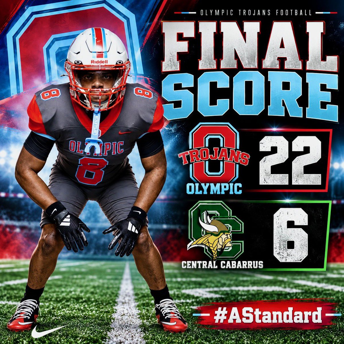 OlympicFB's tweet photo. Victory vs Central Cabarrus ✅
Next week @ AL Brown
1-🅾️ each week
#AStandard
#OneteamOnemission https://t.co/j2bBF6D4YA