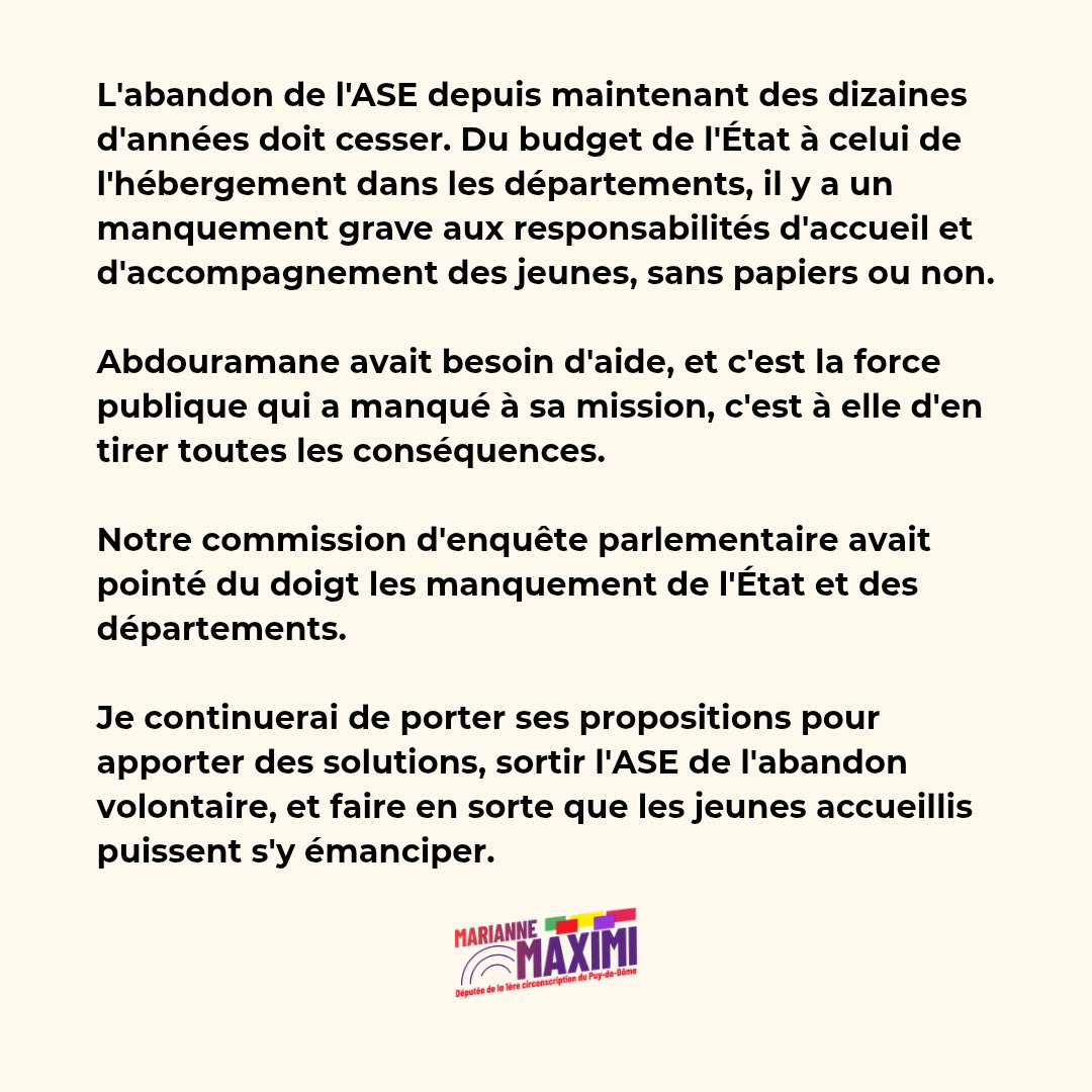 MarianneMaximi's tweet photo. Un jeune de 14 ans s'est donné la mort dans un centre de protection de l'enfance de Clermont-Fd.

Mes pensées vont d'abord à sa famille et ses amis, ainsi qu'aux professionnels.

https://t.co/28BdUPmyTP https://t.co/liUUJFulVY