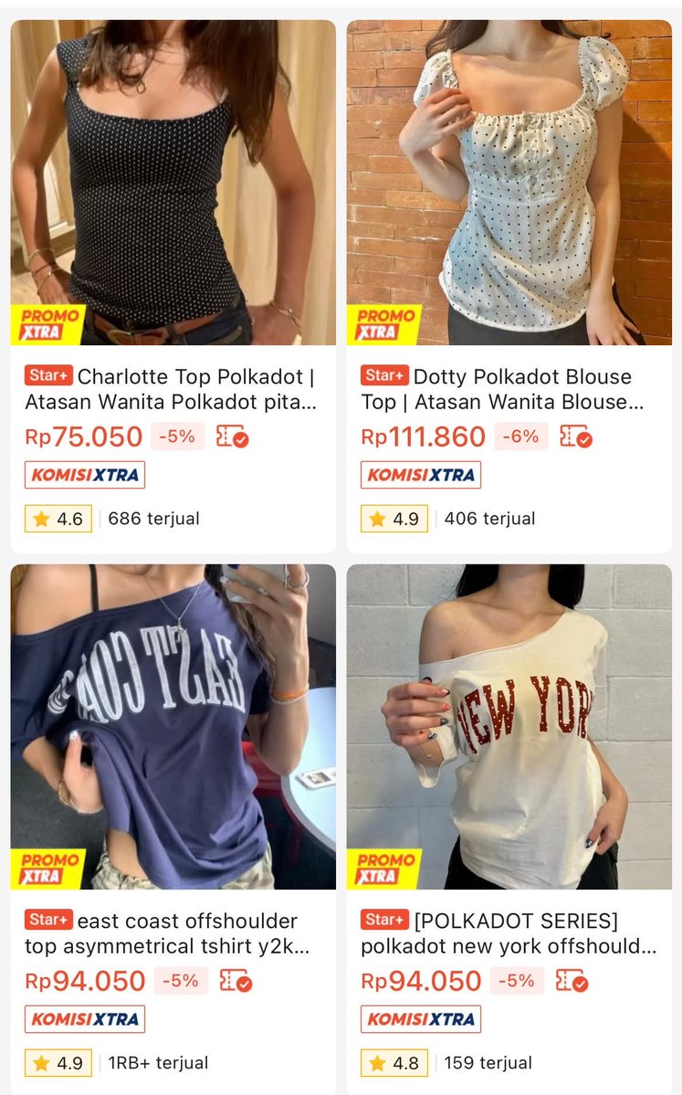 tuffluhvv_'s tweet photo. ternyata atasan lucu tuh nggak harus mahal 😭
nemu beberapa model yang harganya masih 70–110 ribuan, tapi pas dipake vibes-nya beda-beda banget.

yang polkadot cute, yang off shoulder lebih Y2K, tinggal pilih sesuai mood 🫠
aku spill linknya di sini yaa 👇🏻￼ https://t.co/paZhRRB0tq
