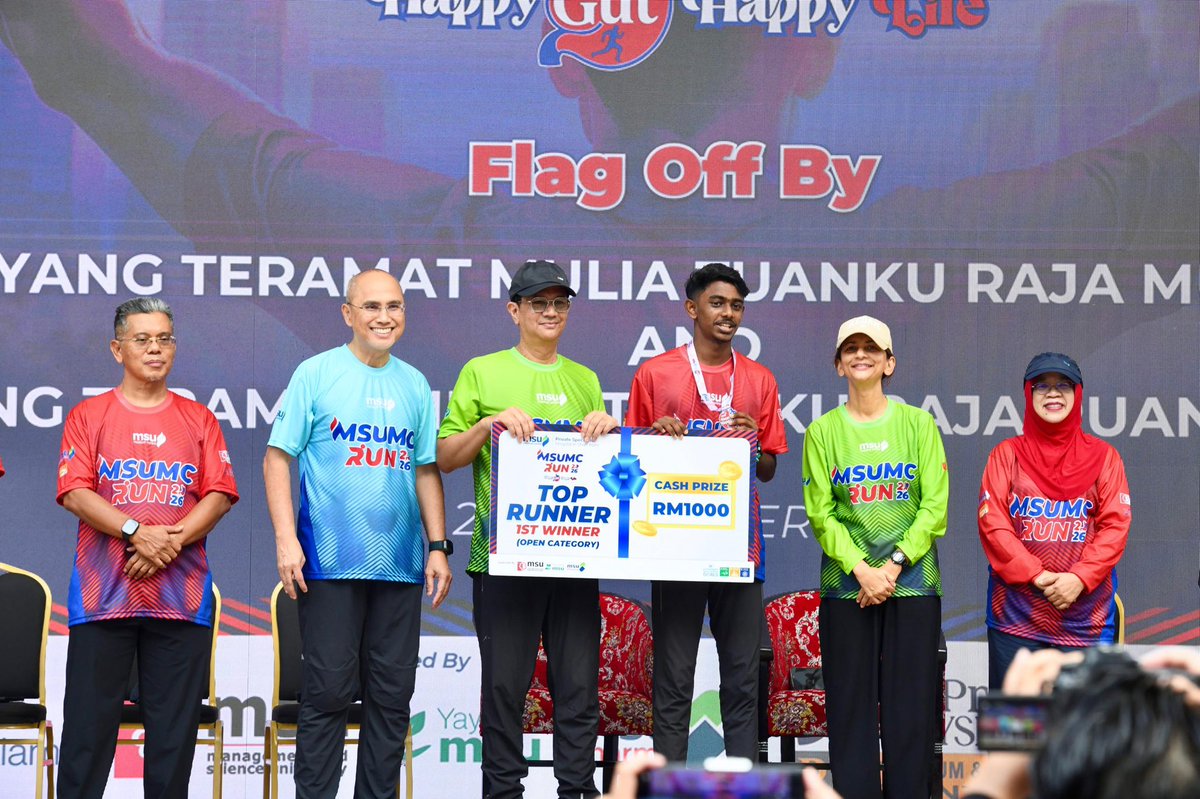 MohdShukriYajid's tweet photo. Moments shared with DYTM Raja Muda Kedah, and the runners of MSUMC Run 2.0, united by energy, determination and a shared commitment to healthier living. As one of MSU’s flagship initiatives in promoting health and well-being, the run continues to encourage active lifestyles while strengthening community bonds. Every stride reflects our commitment towards advancing SDG 3: Good Health and Well-being and creating a healthier, more engaged community. @msumcmalaysia @MSUMalaysia @YayasanMSU #MSUMCRun2026 #CaringHealingEducating