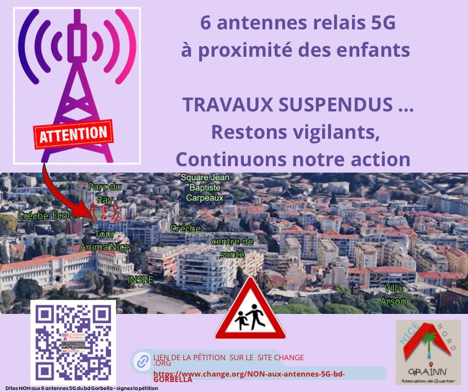 AssoGRAINN's tweet photo. 🚨 ℹ️ANTENNES RELAIS BD GORBELLA☢️
Projet gelé par l’ancien Maire de Nice,opérateur sensé chercher 1 autre site d’implantation  ...Or constat amer😡📡 en cours d'installation au 56 bd Gorbella
🚸👪👶🎾⚽️🌿🏘🖐STOP
↪️Nouvelle municipalité&amp;médias  alertés
↪️https://t.co/L8sB3RYwxc https://t.co/NZNPxO89ia