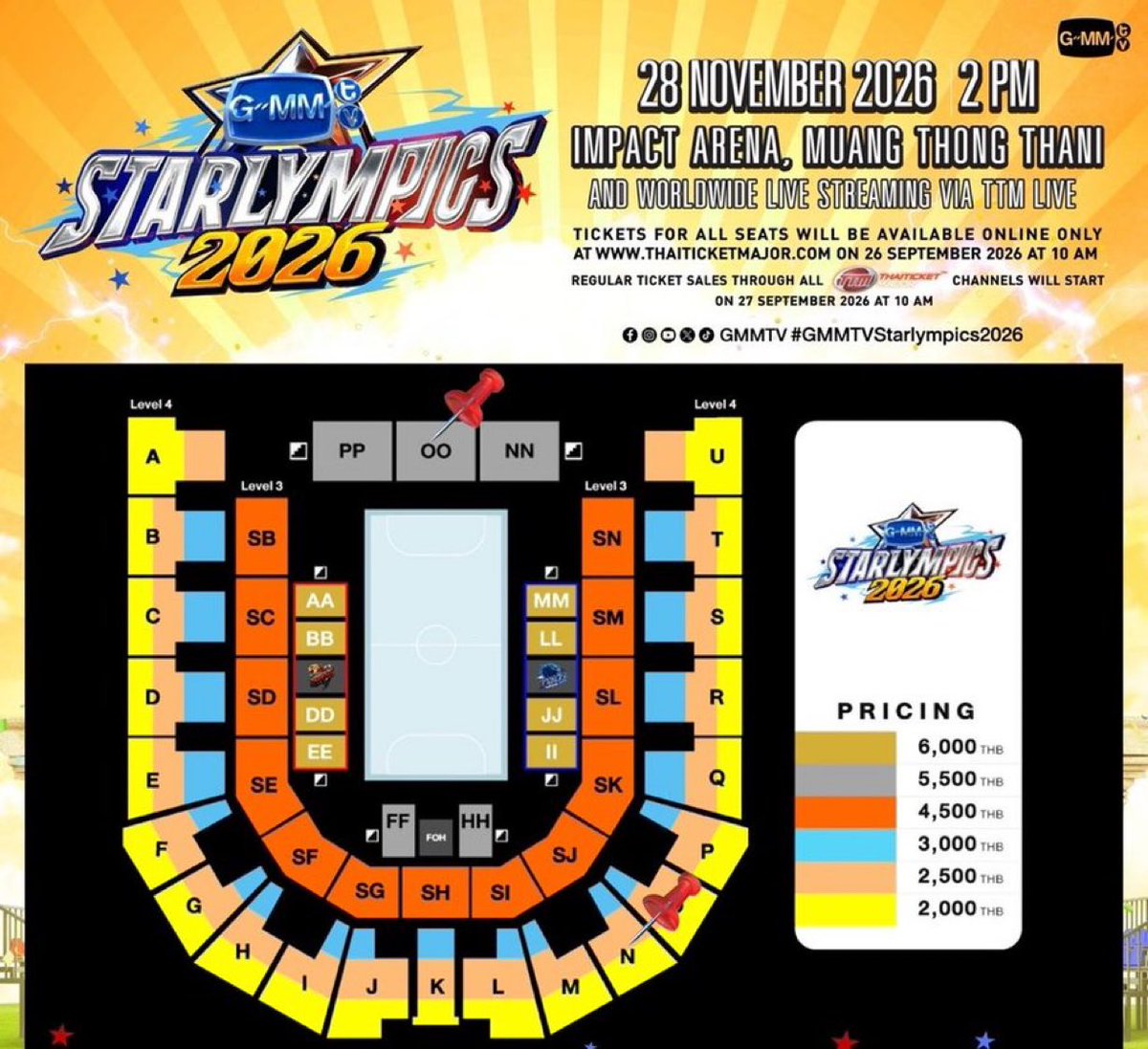 VervePasszc's tweet photo. #WTS 

GMMTV STARLYMPICS 2026 🏆
Venue; IMPACT ARENA
- Zone 6000 AA | JJ | LL
- Zone 5500 FF | OO 
- Zone 4500 SH | SC | SM 

instant transfer | meet up Siam Paragon
on-site assistance venue☑️
Serious buyers only
Dm me to buy 📩

#GMMTVStarlympics2026
#GMMTV https://t.co/eeDSX5AKOh