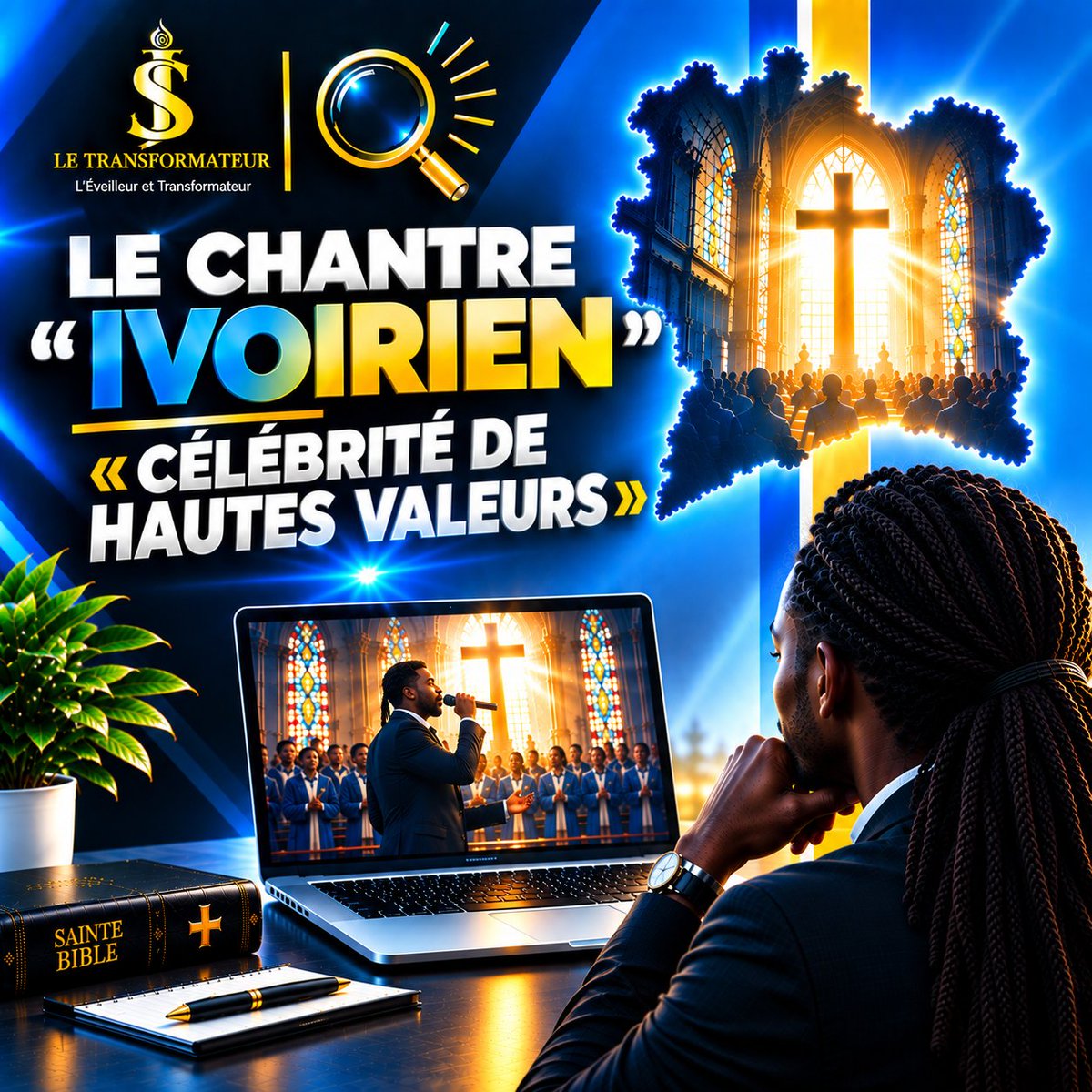 JSTransforme's tweet photo. Au su et au vu des réalités actuelles, moi, JS le Transformateur je visualise :  Le Chantre Ivoirien qu'on qualifierait  de Célébrité de Hautes Valeurs.

Cette approche se déclinera sous quatres facettes du chantre chrétien IVOIRIEN à savoir son impact ... https://t.co/zn6jTuhsmN