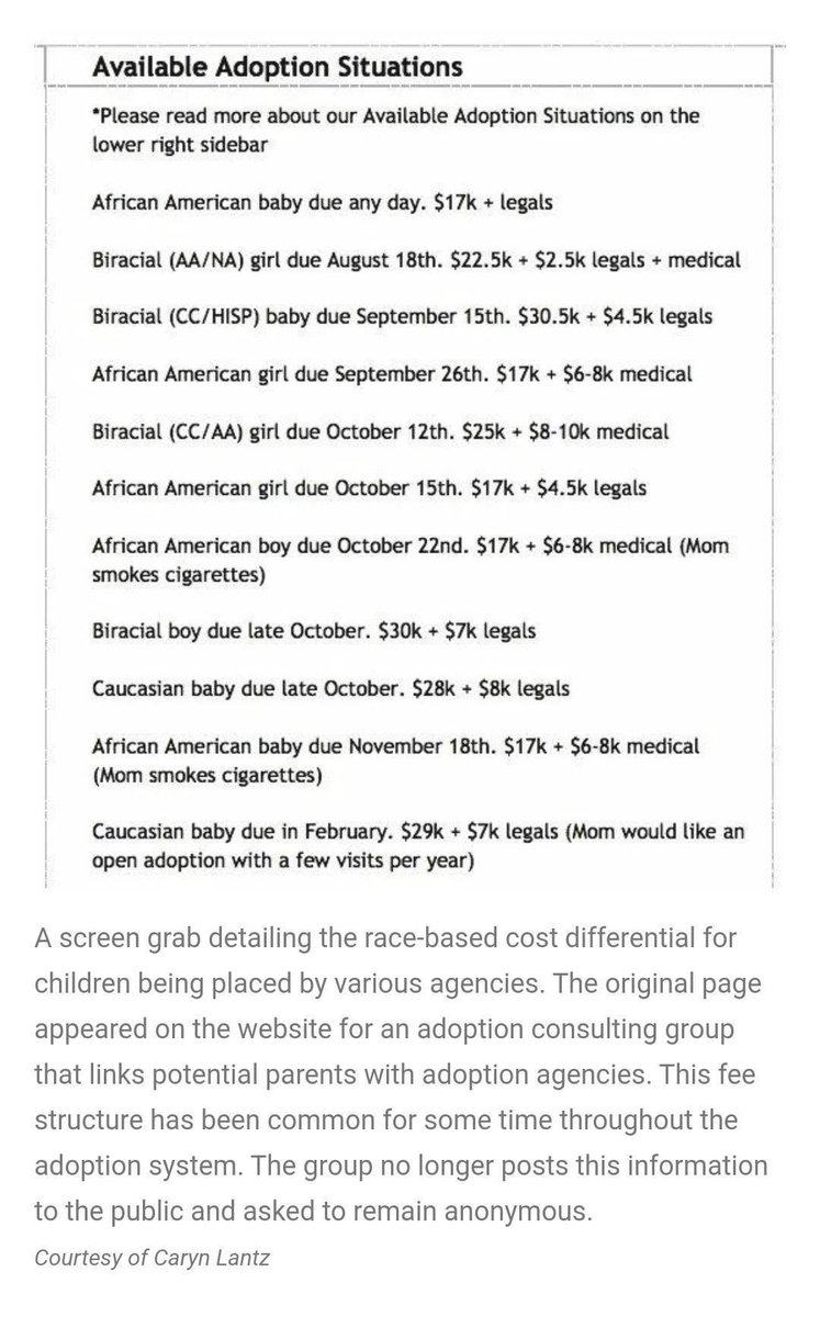 Miksenhere's tweet photo. En Estados Unidos para "adoptar" cada niño tiene un precio y este cambia según su "raza"

Pero claro, los latinos somos los racistas https://t.co/AuZih4Csds