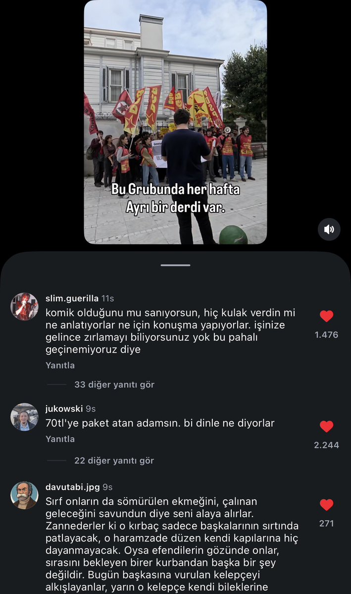 sovyetinsani's tweet photo. instagramda eylem yapan devrimcilerle alay eden kuryeye gelen yorumlar. ülkede bi şeyler değişiyor https://t.co/KIRCnKPPbA