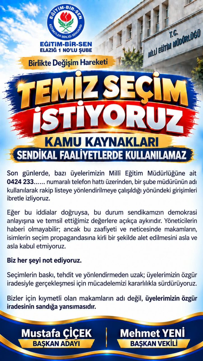 MehmetYYeni's tweet photo. Temiz Seçim İstiyoruz
@elazigmem @gun_aziz @EgitimBirSen https://t.co/nWjMQVnCI0