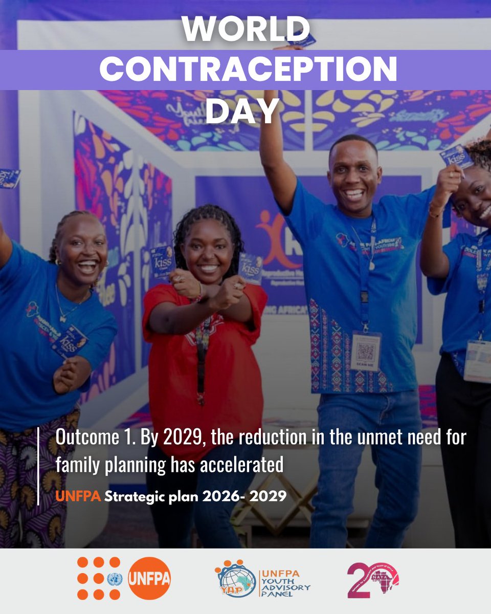 PanelUnfpa's tweet photo. On #WorldContraceptionDay, we reaffirm the importance of ensuring that everyone can access the information, services and choices they need to plan their families and futures.

“Ending unmet need for family planning.”

— UNFPA Strategic Plan 2026–2030
#UNFPAYAPKe
#1Vision3Zeros https://t.co/YQijXcmS0k