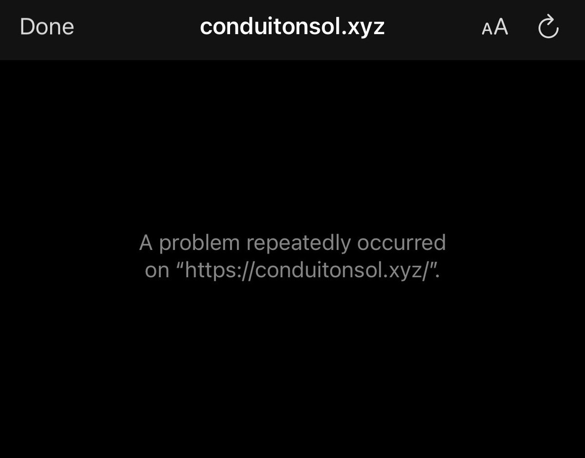 Viyals_'s tweet photo. @ConduitOnSol 5 seconds or so into the app it stops and shows this https://t.co/mkWNAX9ogi