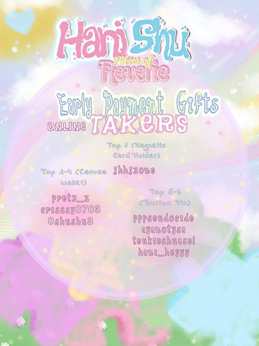 hongnyeongz's tweet photo. 🎁 here are our early gift takers!

A little token of appreciation awaits to our early payers for HANISHU: Pieces of Reverie. 🧩

Whether onsite or online, we can’t wait to share more memories and happiness with you. 🩷

#HaniShuPiecesofReverie https://t.co/Edt7M1yEcK