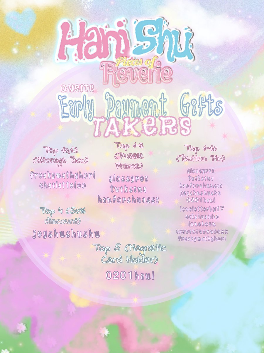 hongnyeongz's tweet photo. 🎁 here are our early gift takers!

A little token of appreciation awaits to our early payers for HANISHU: Pieces of Reverie. 🧩

Whether onsite or online, we can’t wait to share more memories and happiness with you. 🩷

#HaniShuPiecesofReverie https://t.co/Edt7M1yEcK