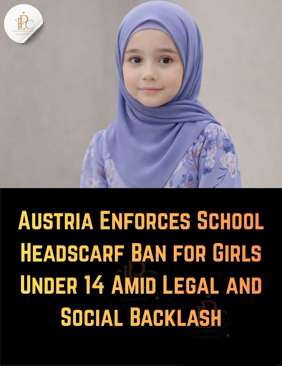 TishStegemann's tweet photo. Austria has begun enforcing a controversial ban on Islamic headscarves for girls under 14 in public and private schools. Parents who fail to comply may face fines of €150–€800. Critics call the law discriminatory and a violation of religious https://t.co/q7UTxCdY40