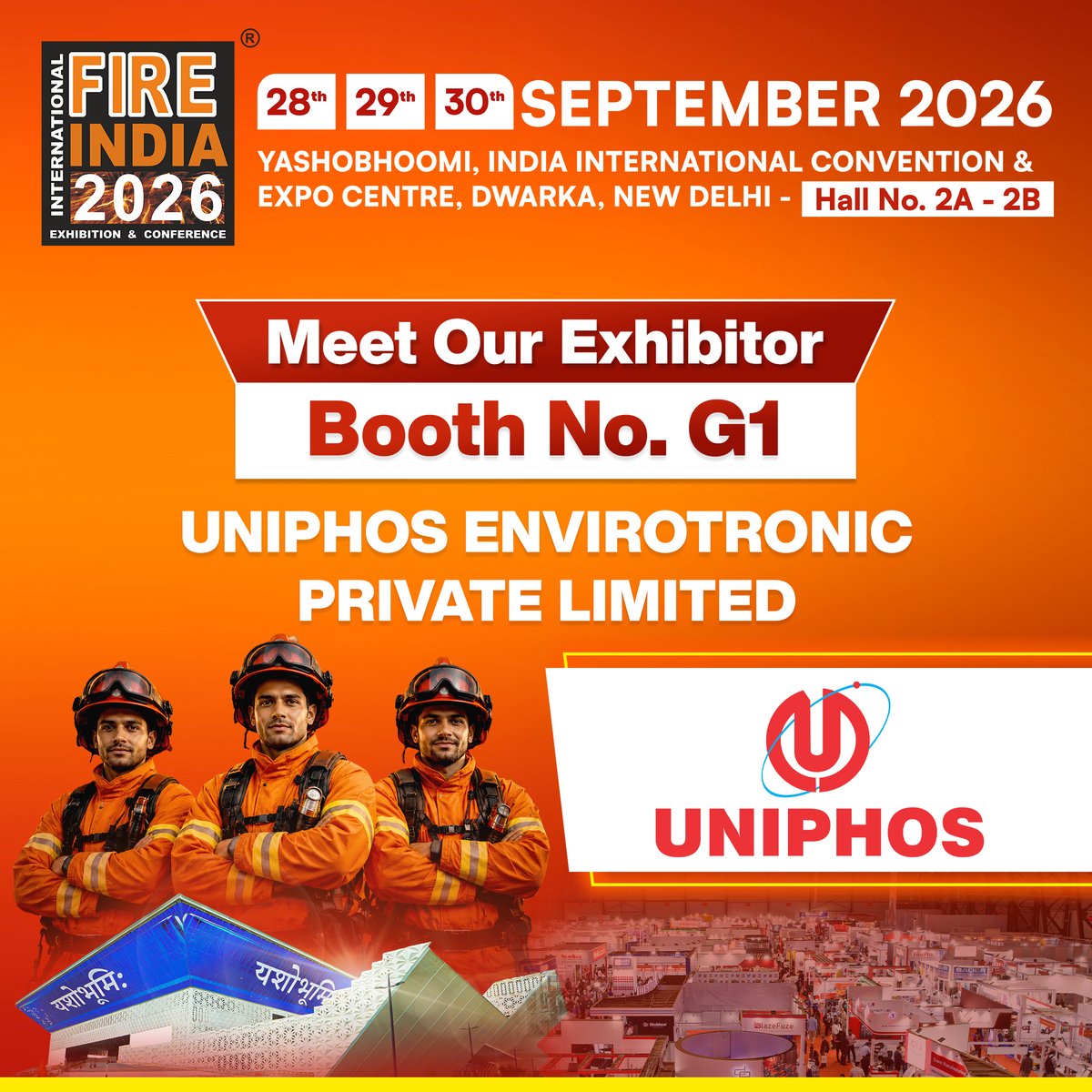 FireIndia's tweet photo. We're pleased to announce that "UNIPHOS ENVIROTRONIC PRIVATE LIMITED" will be exhibiting at Fire India 2026 – South Asia's largest &amp; oldest platform for the fire, safety solution providers industry. 

Visit them at Stall No G1.

Register To Visit- https://t.co/vrv8DudGfU https://t.co/8IjCzep2rr