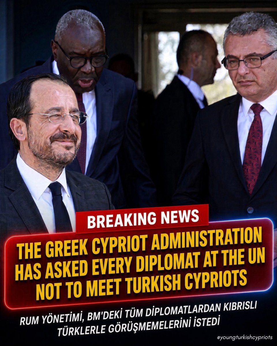 Young_Turk_Cyp's tweet photo. 🚨 The Greek Cypriot Administration has written to every mission at the UN asking them "to refrain from any contact or meetings" with Turkish Cypriot representatives.

They do not want a settlement. They want us silent. https://t.co/rm5cHZnKKc