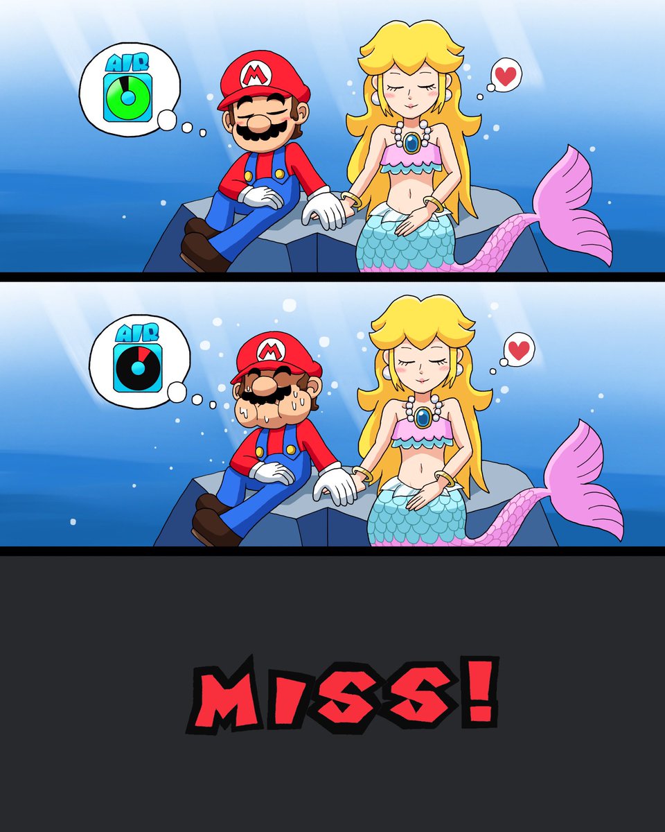 Miruneru_Draw's tweet photo. マーメイドピーチと水中デート(再掲) https://t.co/XvHxipedzX