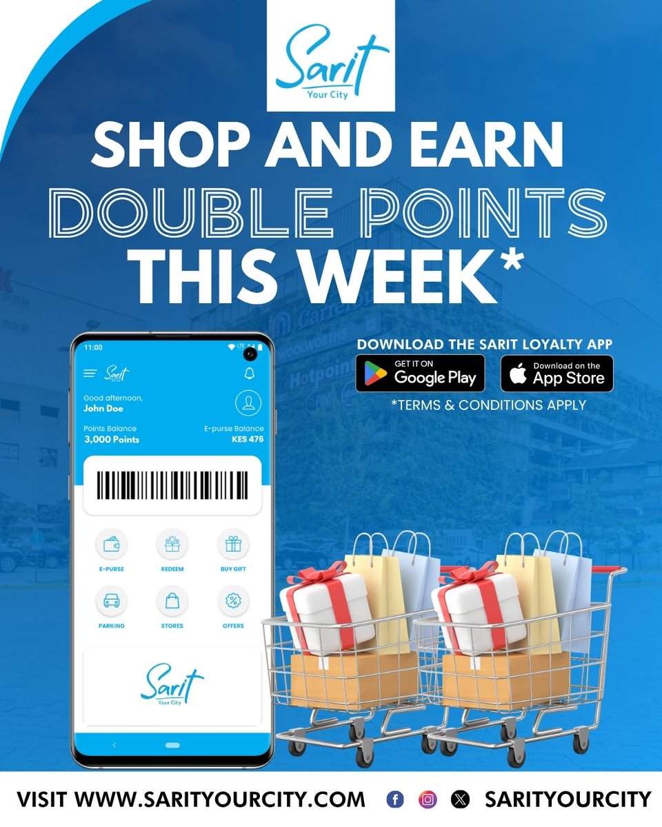 SaritYourCity's tweet photo. Don’t miss out!

From 5th - 11th October, shop at your favourite stores in Sarit &amp; earn DOUBLE POINTS at participating stores!

More shopping, more points, more reasons to treat yourself.

Don’t let those extra points pass you by!

T&amp;Cs apply

#CustomerServiceWeek #DoublePoints https://t.co/0vvwOTf8Xr