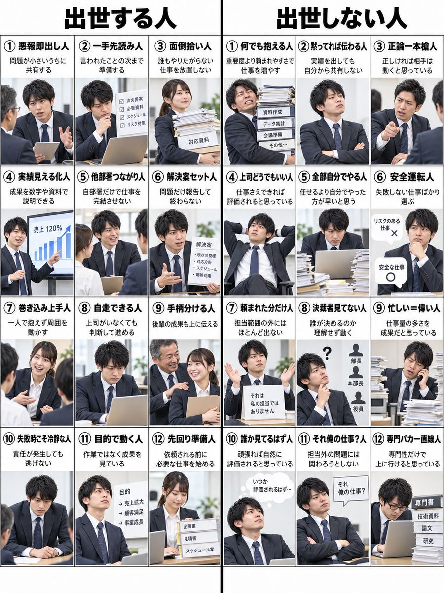 hikaru_hackjpn's tweet photo. 出世しない人の特徴 https://t.co/4Mb5v6wzmN