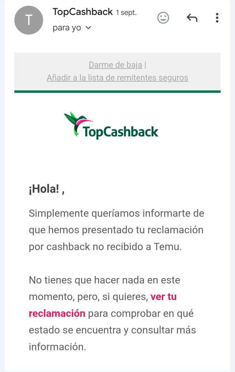 CarmenPerePrego's tweet photo. @AhorroFacil_ @TomsLpe41302667 Buenos días. A mí me ha pasado igual que al compañero Tomás,... Llevo desde el 1 de septiembre esperando una respuesta y me han dicho que estará en 2-3 meses, demasiado tiempo para una consulta con Temu por un día que había 43% de Cashback,... Un desastre en mi caso también 😩 https://t.co/W9yDpLWuhV