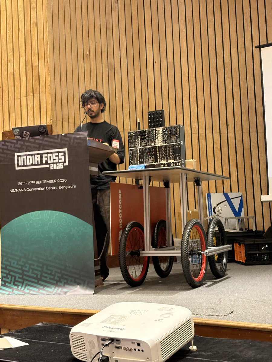 amankrsingh03's tweet photo. Been looking forward to attending the @FOSSUnited’26 Hardware devroom since last year, and it was even more fun.

Open source wireless community mesh.
An open platform for swarm robotics.
Open source musical instruments.
A great makers, hackers & hardware panel.
And absurd’s own Kickstarter for open source hardware: https://t.co/UhOxJyomOD

And of course, the lightsaber remains the constant🔆

Absolute respect to @layogtima @AskBaluBabu @absurdit_y team to raising the standards every year