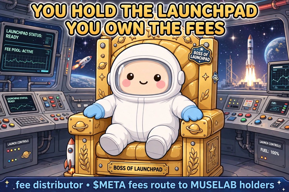 MuselabRH's tweet photo. YOU HOLD THE LAUNCHPAD
YOU OWN THE FEES 👑

MUSELAB holders are the BOSS of launchpad.

Fee pool: ACTIVE
Fee distributor: LIVE

Hold $MUSELAB = You are the house.

$MUSELAB https://t.co/qY1gzivock