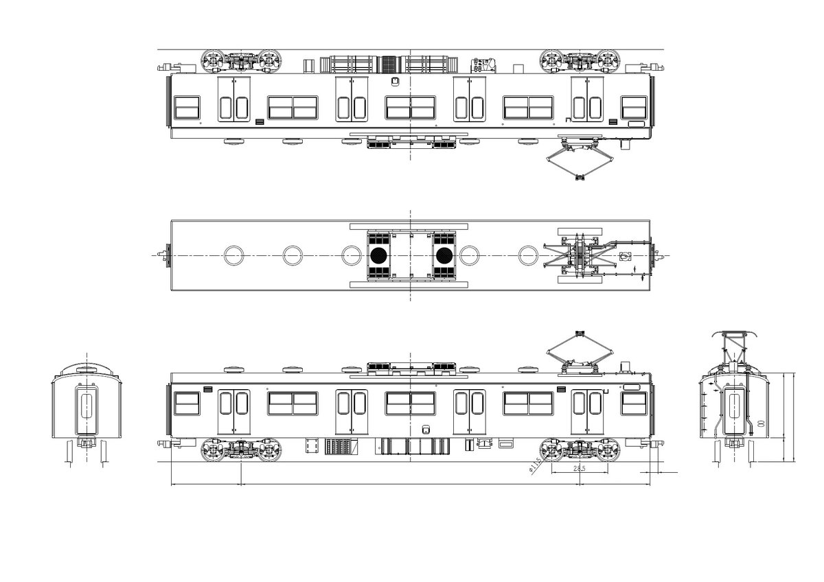 ktm_models's tweet photo. 【図面】ＪＲ西日本１０３系

ご予約受付中の１０３系（新製冷房車）の図面の一部になります。
※設計中の図面です。実際の商品とは異なる場合がございます。予めご了承ください。

・先頭車は銀サッシ（延命Ｎ工事施工車）
・中間車は黒サッシ（延命Ｎ40工事施工車）

＜ご予約はこちらから＞
https://t.co/xlmr7aNYs8
※アクセス後、ページ上部の「お問い合わせ」ボタンより、メールにてご予約下さい。お名前、電話番号、メールアドレス、商品名、数量を必ずご入力下さい。

※受注限定品の受注期限は ９／３０ までとなります。
※所定の数量に満たない場合製作しない場合もありますので予めご了承ください。(画像３枚目をご参照ください)
＃１０３系　＃鉄道模型　＃HOゲージ　＃１６番
＃カツミ　＃真鍮　＃奈良線　＃大和路線　＃阪和線