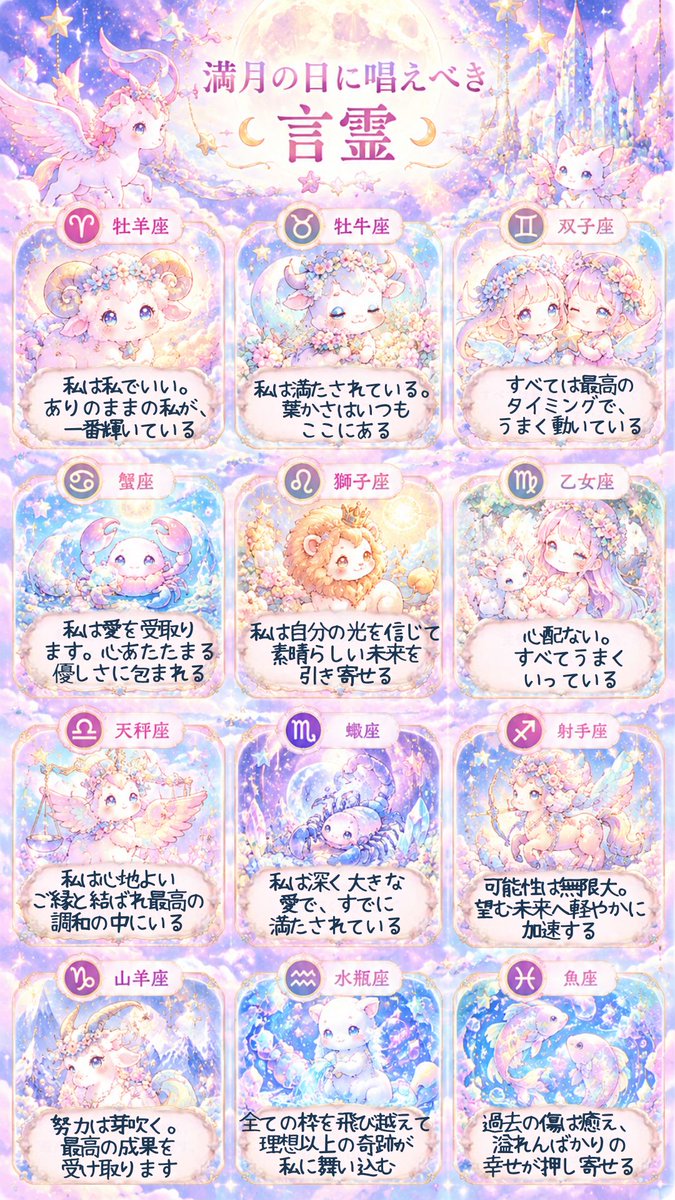 micaneuranai's tweet photo. 【※満月前夜】一足お先に波動調整🌕✨

9月27日は満月。（午前1時49分）

すでに満ちゆく強力なエネルギーが届き始めています。

今夜から自分の星座の言霊を【3回】唱えて、奇跡を受け取るスペースを空けておきましょう💫

❤いいね＆リポストでエネルギーを確定

💫リプライ「✨」で引き寄せを完了させてください⛩