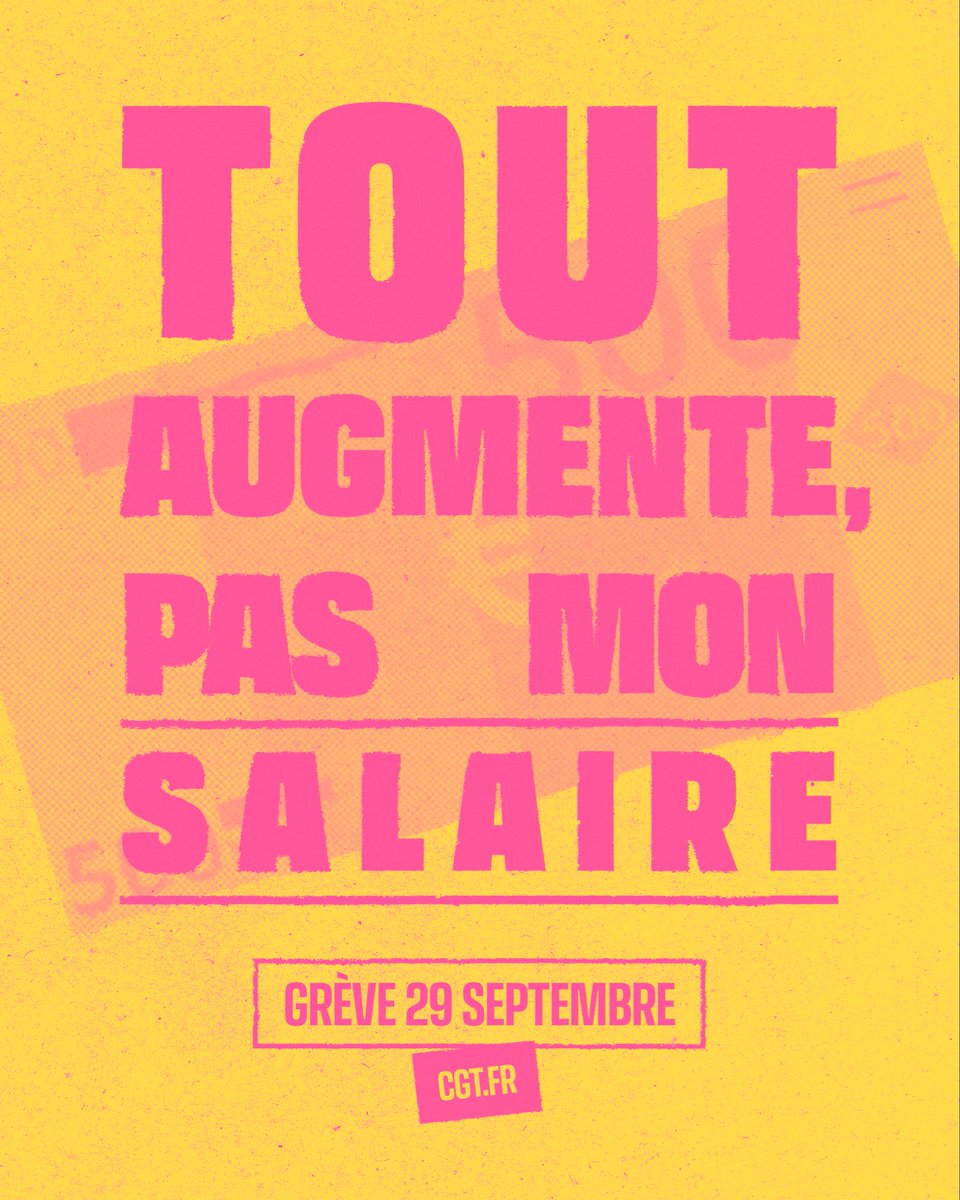 lacgtcommunique's tweet photo. 📣 EN GRÈVE ET DANS LA RUE LE 29 SEPTEMBRE !

Tout augmente, sauf nos salaires… mais le gouvernement fait le choix des cadeaux aux ultra riches et aux grandes entreprises, tout en gelant le traitement des fonctionnaires et en réduisant les moyens de nos services publics https://t.co/7F2sPpFPr4