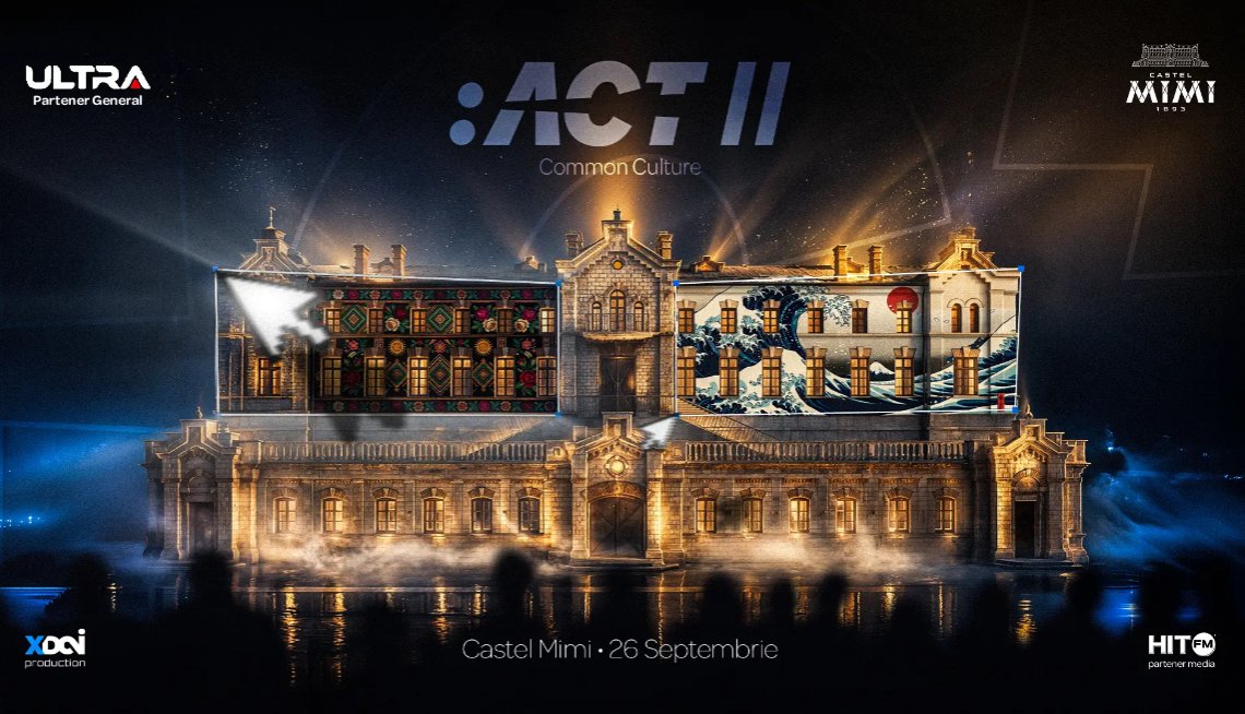 DariaIgorboml's tweet photo. Sunt genul care caută locuri unde și decorul merită fotografiat. ACT II la Castel Mimi, cu proiecții 3D pe fațadă, pare exact genul de seară pentru asta. #ArtăDigitală #Foto https://t.co/8bJl51tN6n
