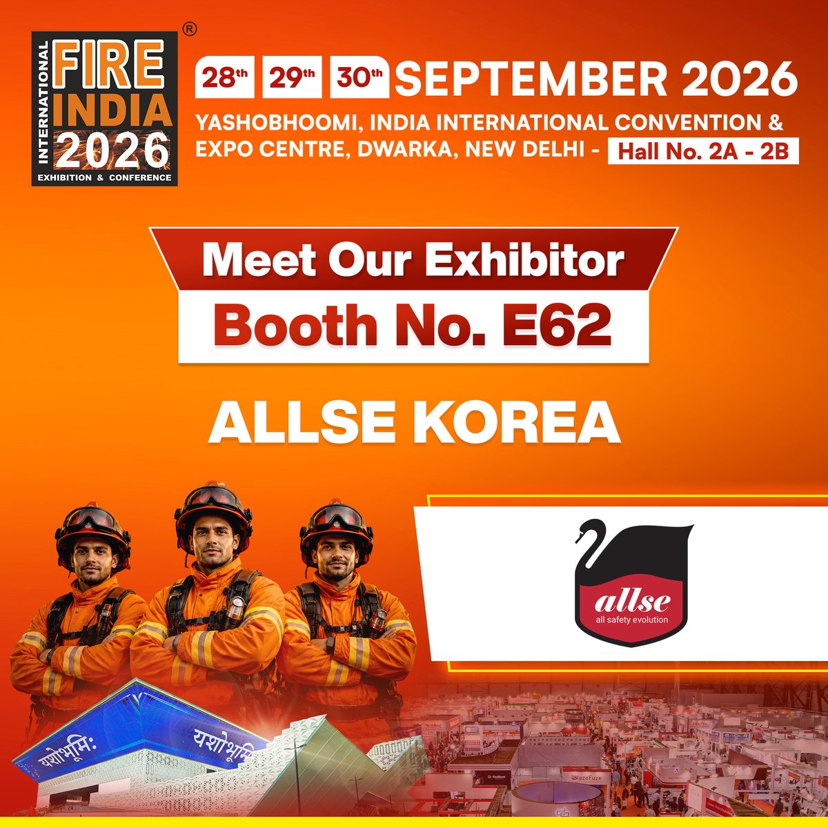 FireIndia's tweet photo. We're pleased to announce that "ALLSE KOREA" will be exhibiting at Fire India 2026 – South Asia's largest &amp; oldest platform for the fire, safety solution providers industry. 

Visit them at Stall No E62.

Register To Visit- https://t.co/vrv8DudGfU https://t.co/ohMjLyx80L