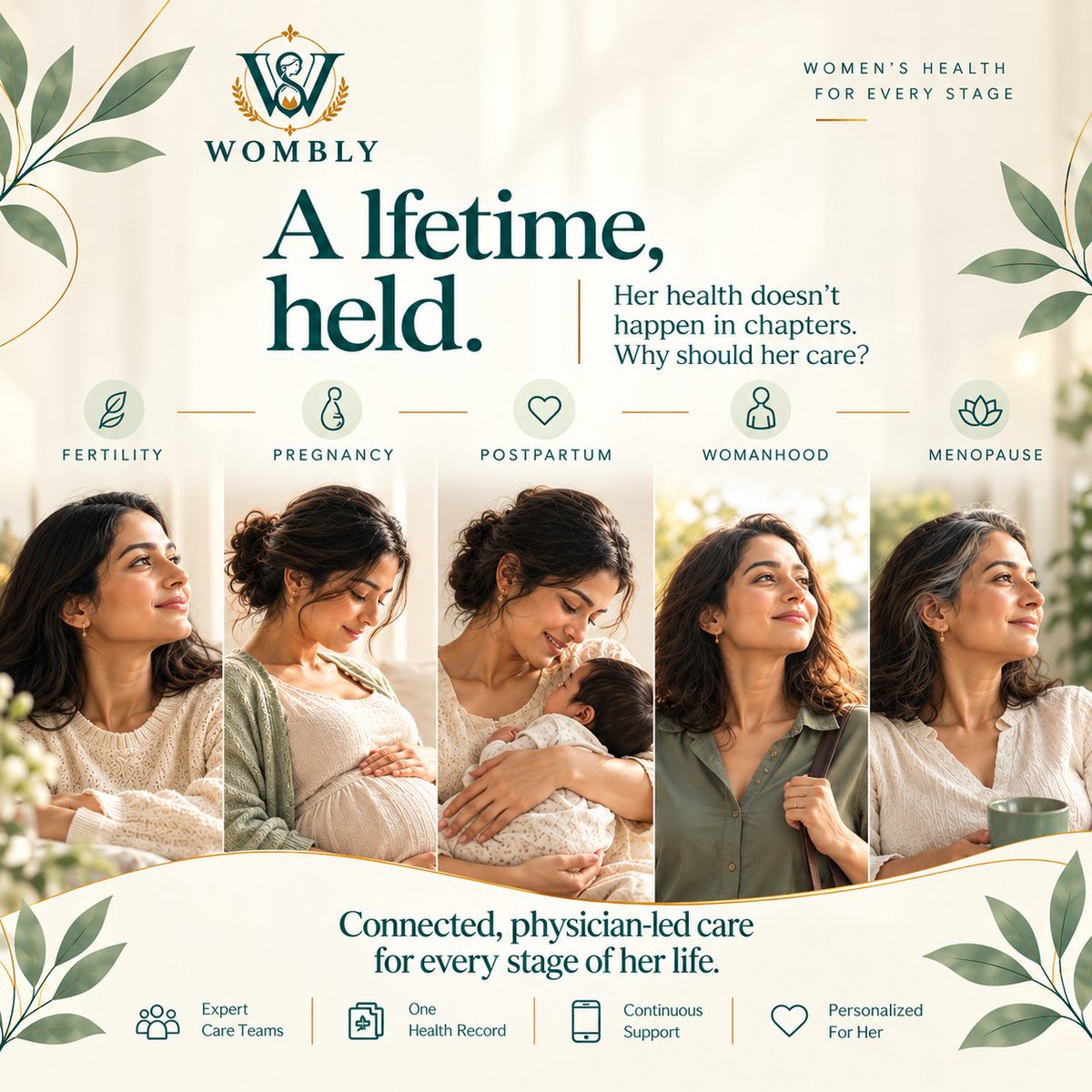 womblycare's tweet photo. A lifetime, held. 🤍

Her health doesn’t happen in chapters. Neither should her care.

From fertility to menopause, Wombly stays connected through every stage.

#Wombly #WomensHealth #ConnectedCare
#Fertility #PregnancyCare #PostpartumCare #PreventiveHealth #Menopause https://t.co/2Q4JTSH1Ja