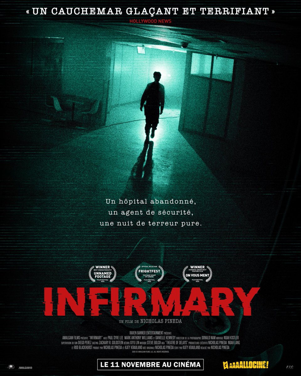HorrorNews_fr's tweet photo. 🏥 Infirmary est un film d’horreur en found-footage qui sortira le 11 novembre au cinéma.
Voici en mini-exclusivité le poster officiel français.

Possédant déjà une forte réputation terrifiante, le film a été tourné dans un véritable hôpital désaffecté (depuis plus de 50 ans). https://t.co/EEjUgm5LEJ