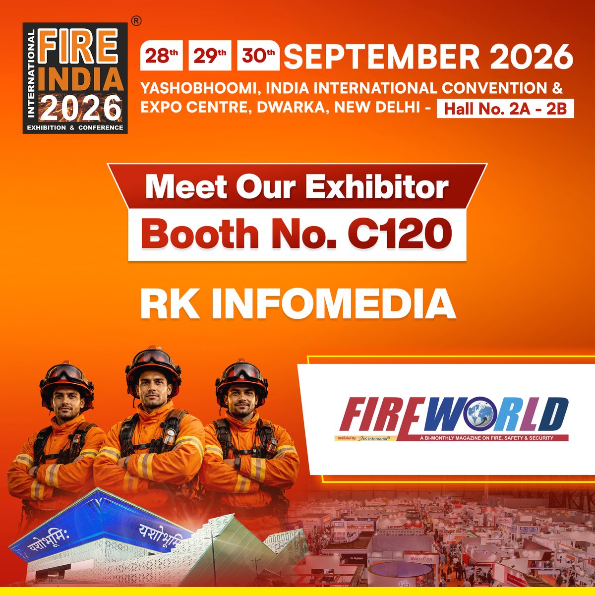 FireIndia's tweet photo. We're pleased to announce that "RK INFOMEDIA" will be exhibiting at Fire India 2026 – South Asia's largest &amp; oldest platform for the fire, safety solution providers industry. 

Visit them at Stall No C120.

Register To Visit- https://t.co/vrv8DudGfU https://t.co/fpPLNN1IM9