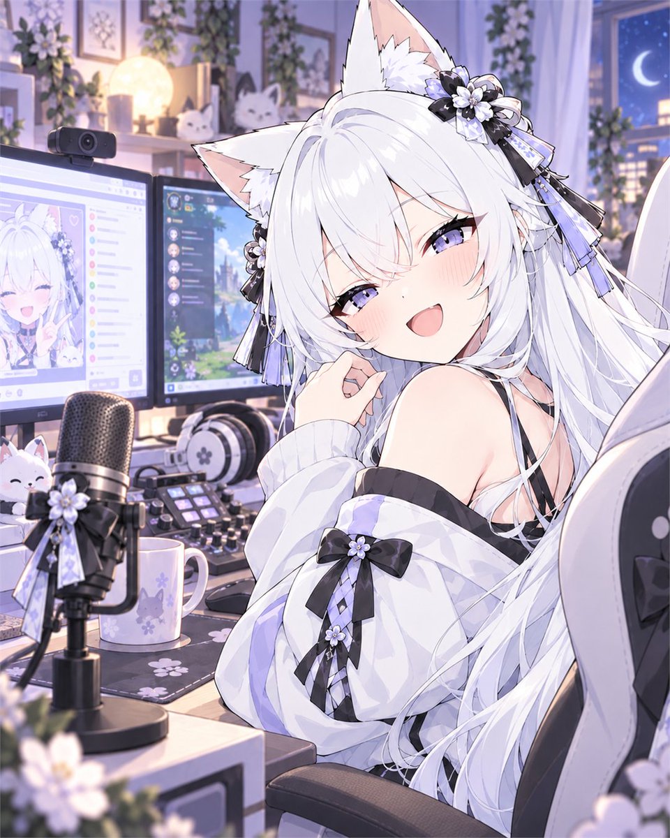 kitsunep's tweet photo. おはようございます☀️
9月28日は情報への普遍的アクセスのための国際デー🌐
情報に誰もがアクセスできることの大切さを考える日として、ユネスコが2015年に定め、2019年には国連総会も国際デーとして宣言しました。
今日はレイナさんの配信環境を大公開！マイクにモニター2台、いろんな機材が並んでます🎙️🖥️