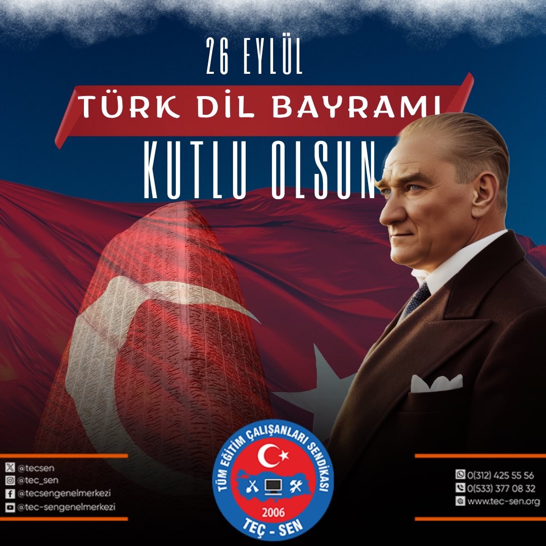 tecsen's tweet photo. 🇹🇷26 Eylül Türk Dil Bayramı

Türkçe; tarihimizin, kültürümüzün ve kimliğimizin en önemli taşıyıcısıdır. 

Türk Dil Bayramı’nı kutluyor, dilimizin zenginliğinin gelecek nesillere aktarılmasını diliyoruz.

#TEÇSEN #türkdilbayramı https://t.co/4WRtKghnV8