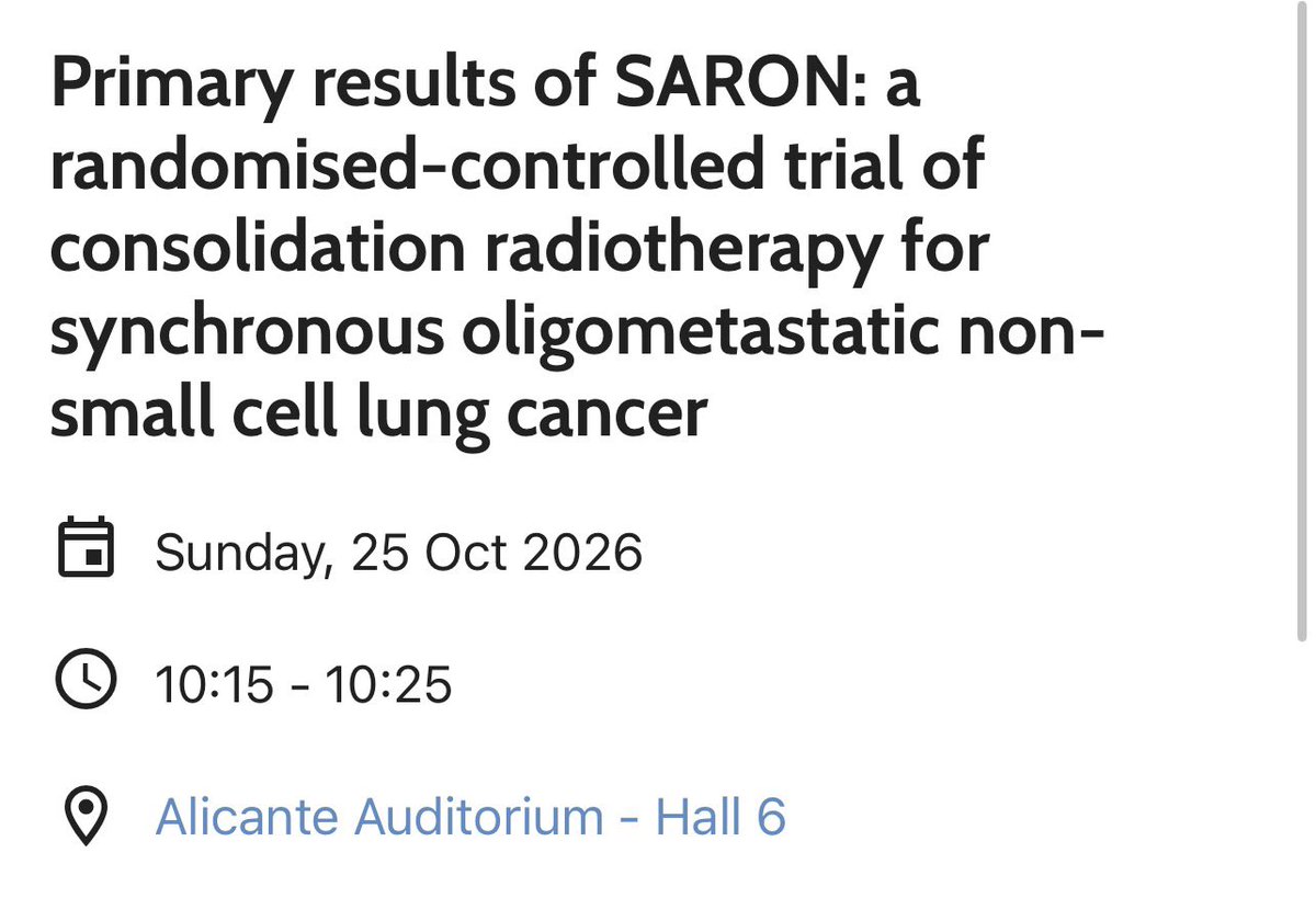 Tom Newsom-Davis ESMO 2026 slide: SARON