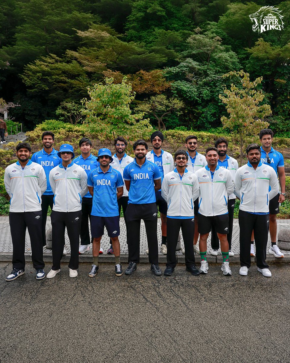 ChennaiIPL's tweet photo. All set for the Asian Games! 🥳
Going for gold once again! 🥇💪 

#WhistlePodu #AsianGames 
📸 : BCCI https://t.co/XixvxYKSxn
