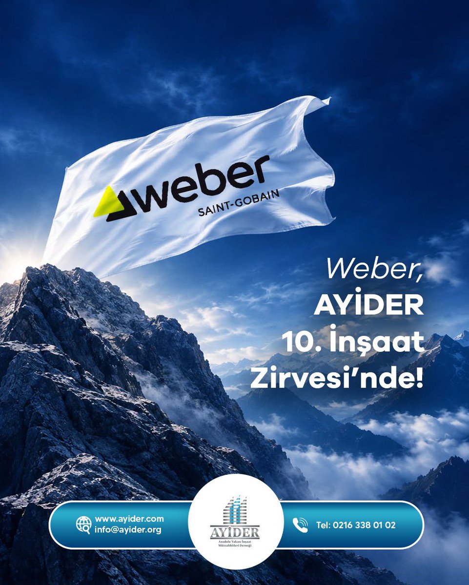 ayider_tr's tweet photo. Saint-Gobain Weber Türkiye,   AYİDER 10. İnşaat Zirvesi’nde!

İnşaat sektörünün liderlerini, üreticilerini ve tedarikçilerini bir araya getiren AYİDER 10. İnşaat Zirvesi’nde Weber de yerini alıyor. https://t.co/X3Yud5HGOy