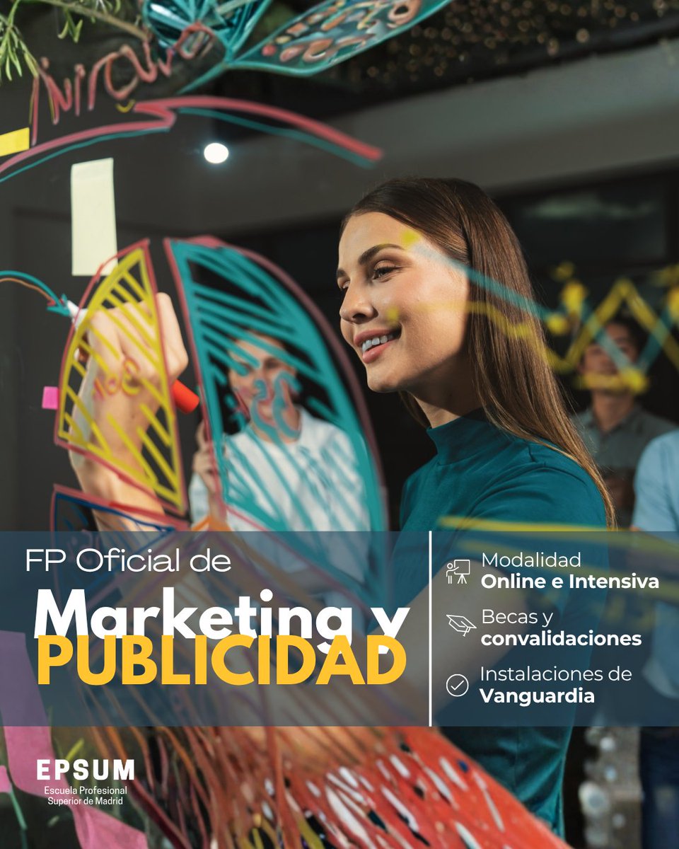 epsum_es's tweet photo. ¡El FP Superior 🎓 de Marketing y Publicidad espera por ti! 💻✨
📌Modalidad Online e Intensiva ✏️
📌Instalaciones de vanguardia 🎥
📌Becas y convalidaciones 💸
#FP #FormacionProfesional #EPSUM #marketingypublicidad #mkt #estudiarenmadrid #marketingdigital #publicidad https://t.co/HI6AWbzsnR