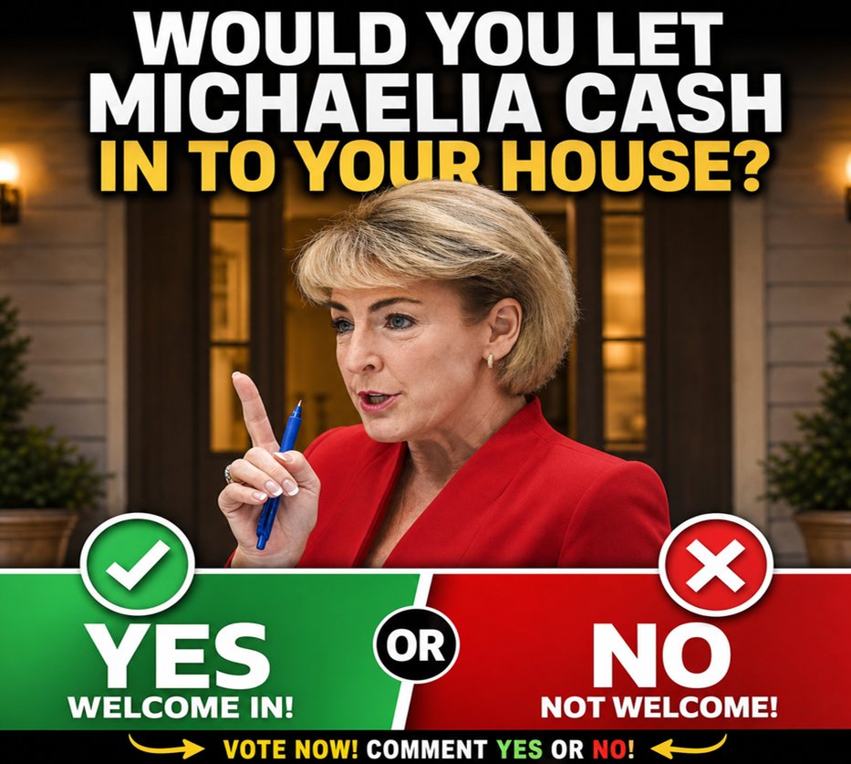 AussieFC's tweet photo. Alright, settle this. Would you let Michaelia Cash through your front door? Drop a YES or NO below. https://t.co/0D7vJPRRNI