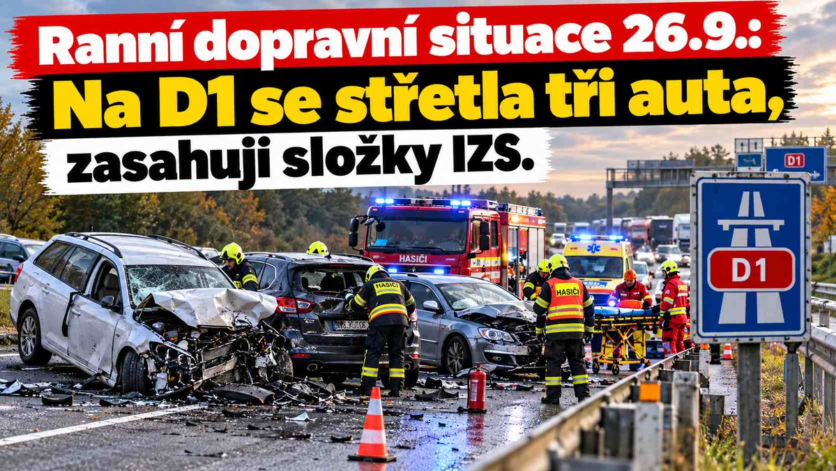 CzHasici's tweet photo. Ranní dopravní situace: Na D1 se střetla tři auta, zasahují složky IZS. Dálnici omezují také práce https://t.co/KzzDeXCW5p
🚗 Ranní dopravní situace: Zásah IZS po nehodě na D1, další úseky dálnice omezují práce údržby #Policie #Doprava #Nehody #IZS #HZS #ZZS #HasičiCZ https://t.co/j4QVlKbeDJ