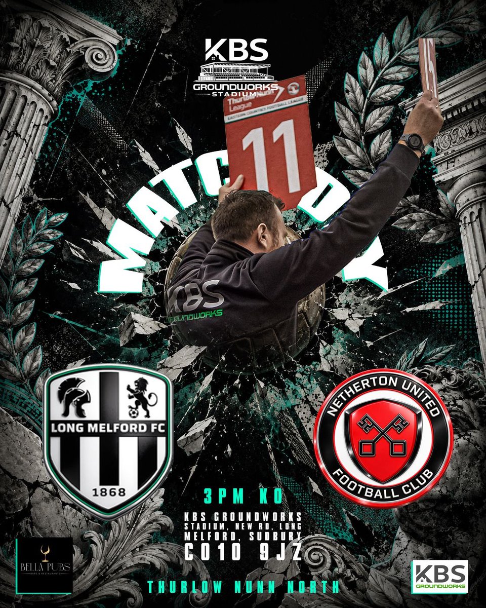 Longmelfordfc's tweet photo. MATCHDAY!

Home comforts today as we're up against @NethertonUtdFC. 

Get behind the lads this afternoon! 🔉 https://t.co/lPLHe6sKeW