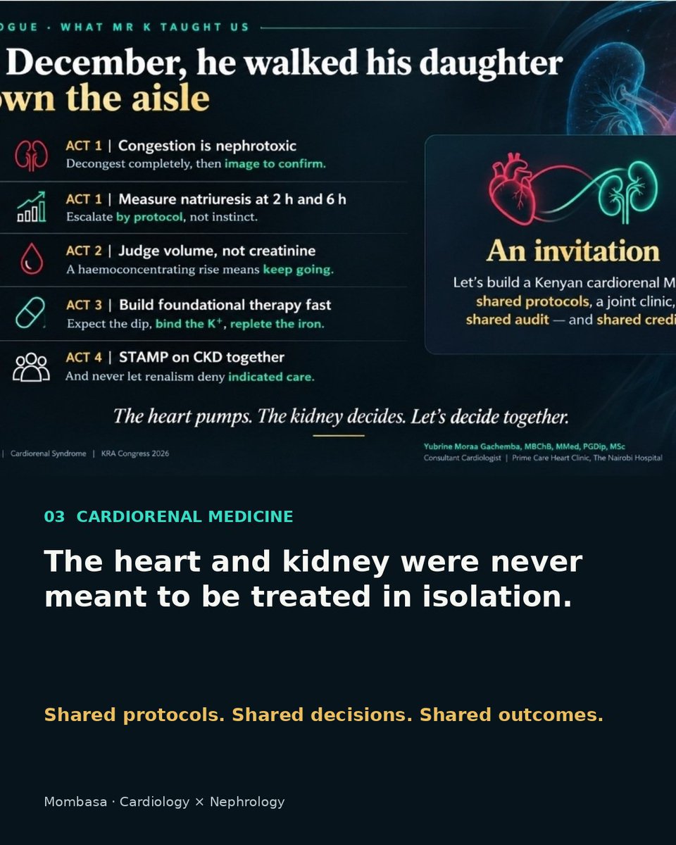 yubrinemoraa's tweet photo. Pregnancy → cardiometabolic risk → HFpEF → cardiorenal disease.
Three scientific conversations. One cardiovascular continuum.
Nairobi: women’s cardiovascular health.
Nairobi: heart failure.
Mombasa: heart × kidney.
Different specialties often meet the same disease trajectory at different stages.
The opportunity? Connect the dots earlier.
Different disciplines. One patient. One cardiovascular continuum.
#CardioObstetrics #HFpEF #Cardiorenal #Cardiology
@kenyacardiacs