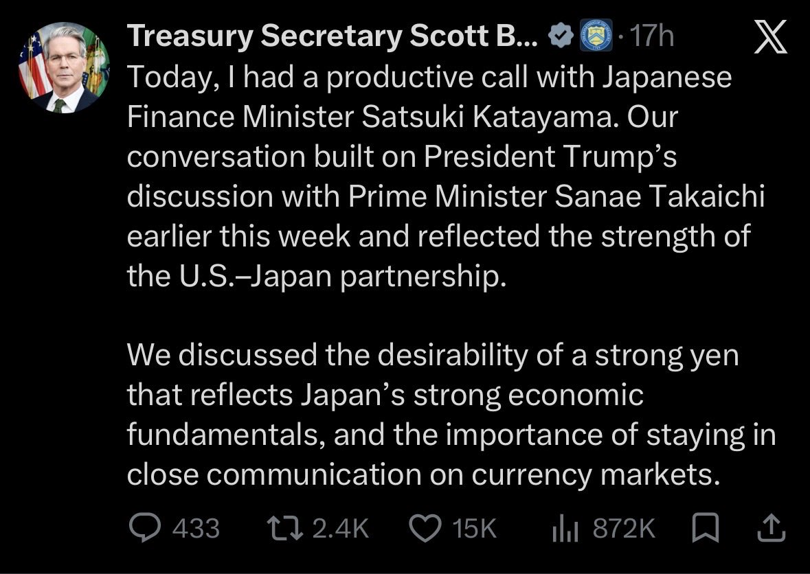 MakeGoldGreat's tweet photo. TRANSLATION:

Today, I had a productive call with Japanese Finance Minister Satsuki Katayama.

Our partnership remains strongest when Japan is stable, cooperative, and understands that some assets are technically theirs and strategically ours

We discussed not getting any fucking ideas about selling anything important.