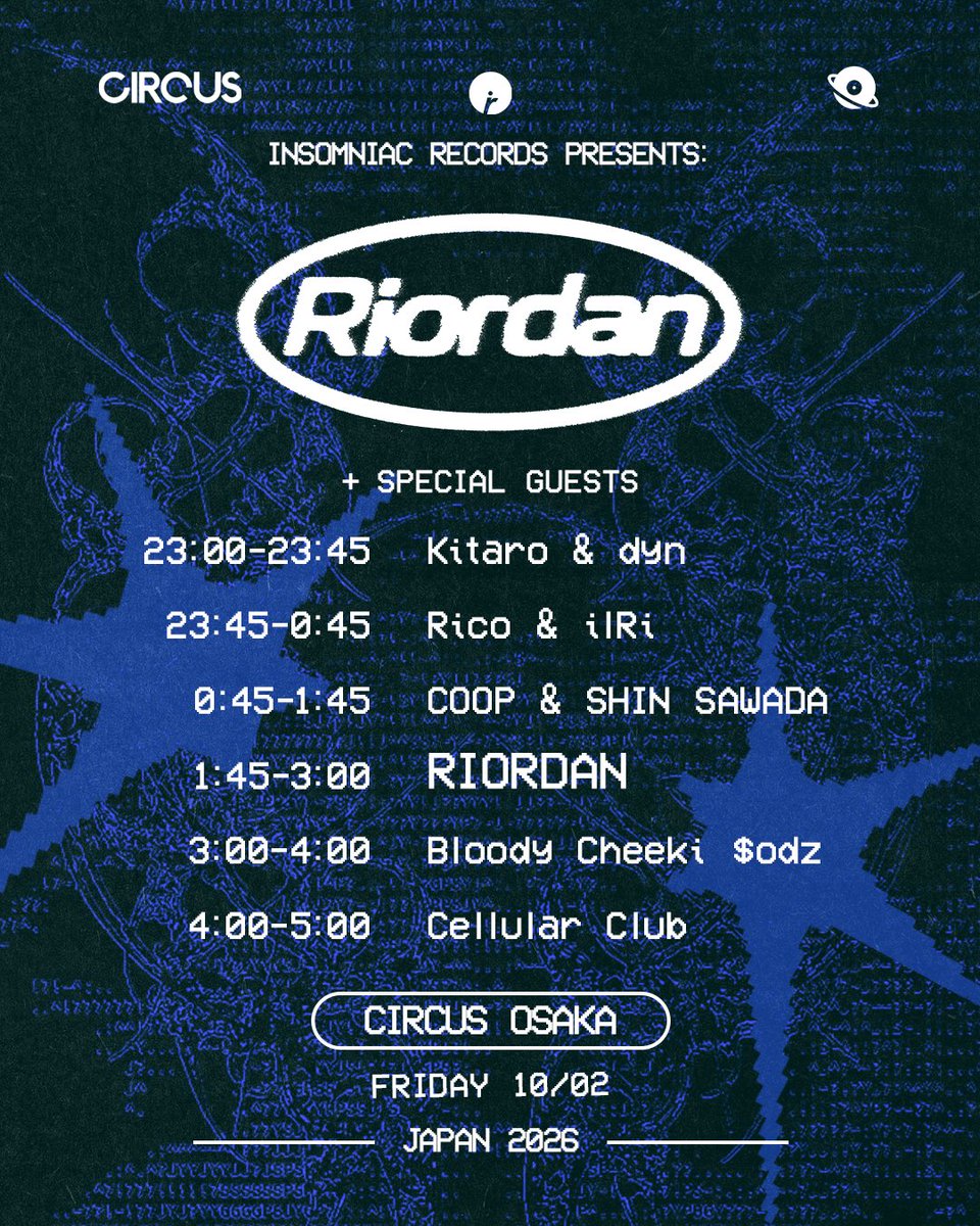 Cooopahtroopa's tweet photo. 今週の @riordan_uk × @InsomniacRecs の公演を盛り上げてくれるサポートアーティストを紹介します！

木曜の夜はUKGクルーからKamui Wada、Dom b2b Skytopia、そしてストックホルムからスペシャルゲスト @harrisonfirst が登場！

金曜は僕のお気に入りの大阪DJたちによる、全組b2bのラインナップ！

東京公演の前売りチケットは残りわずかなので、終電前にRiordanの日本デビューを見られるこのチャンスをお見逃しなく！！