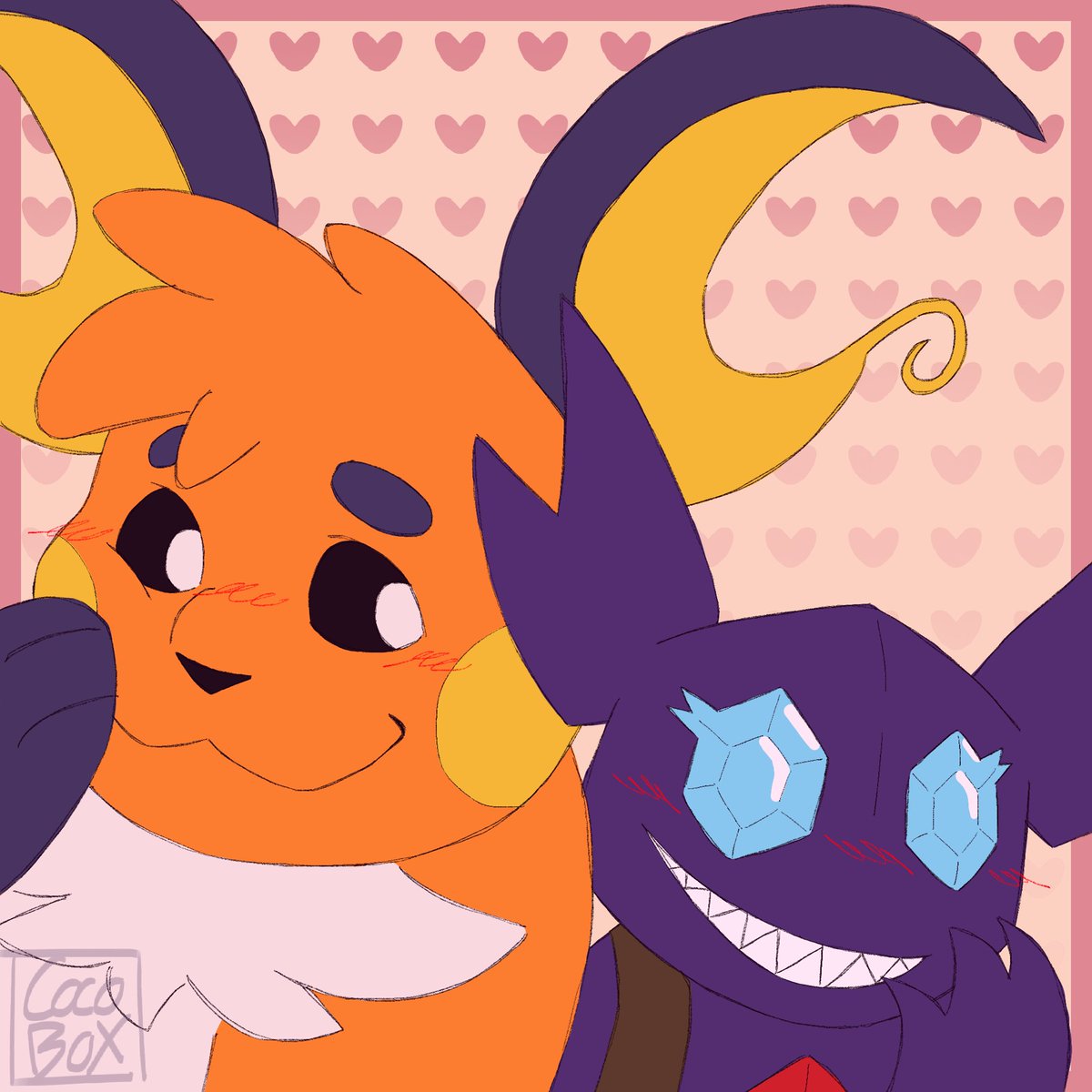 Raichuenjoyer's tweet photo. ⚡️I really had fun drawing people’s pokesonas !! 
(Raichu: @/fnafdoodle, Sableye: @/GrandukeAnduke) https://t.co/qtVQ3Qs6hN