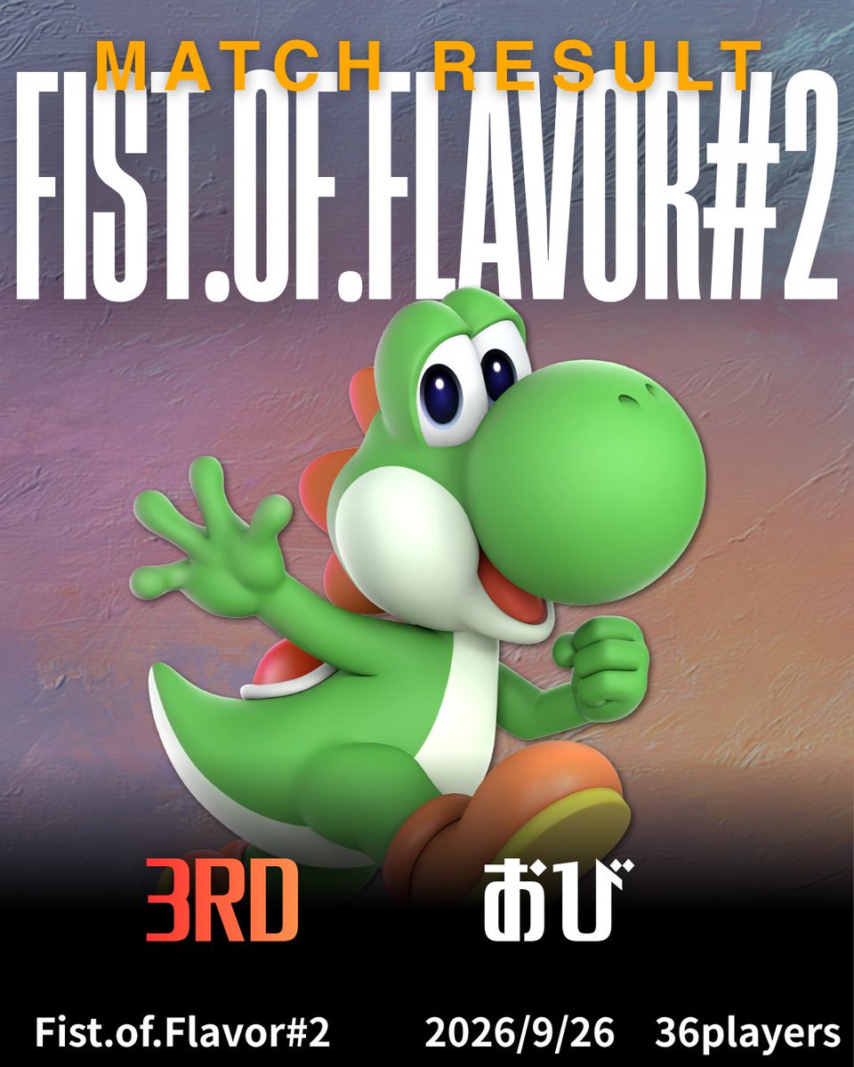 FoFssbu's tweet photo. Fist.of.Flavor#2のリザルトになります
miN選手おめでとうございます
皆様次回の参加もお待ちしております
#fofスマブラ https://t.co/IF8VGlbfxU